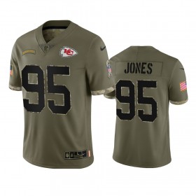 Miesten Kansas City Chiefs NFL Pelipaita Chris Jones 95 Olive 2022 Salute To Service